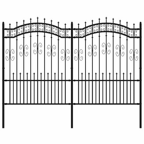 VidaXL Gartenzaun mit Stabenden 190 cm schwarz pulverbeschichteter Stahl