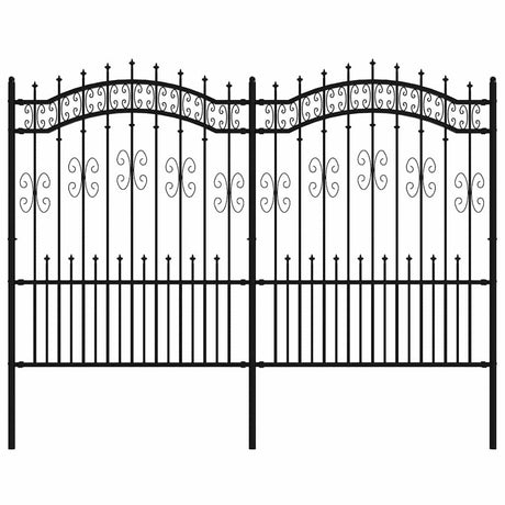 VidaXL Gartenzaun mit Speerspitze schwarz 240x150 cm pulverbeschichteter Stahl