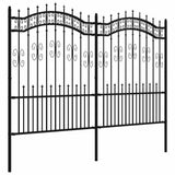 VidaXL Gartenzaun mit Stabenden 190 cm schwarz pulverbeschichteter Stahl