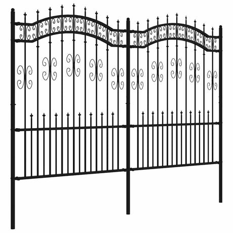 VidaXL Gartenzaun mit Stabenden 190 cm schwarz pulverbeschichteter Stahl
