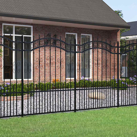 VidaXL Gartenzaun mit Stabenden 190 cm schwarz pulverbeschichteter Stahl