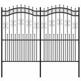 Vidaxxl Gartenzaun mit Stabenden 222 cm schwarz pulverbeschichteter Stahl