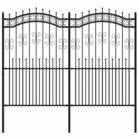 Vidaxxl Gartenzaun mit Stabenden 222 cm schwarz pulverbeschichteter Stahl