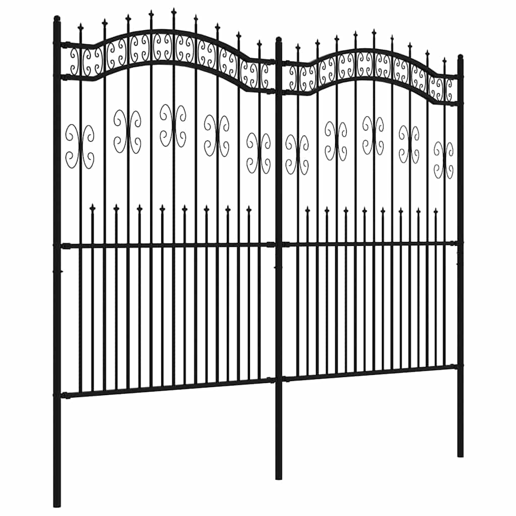 Vidaxxl Gartenzaun mit Stabenden 222 cm schwarz pulverbeschichteter Stahl