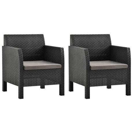 Vidaxl tuinstoelen 2 st met kussens pp rattan antracietkleurig