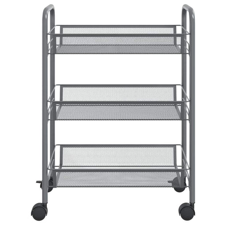 Vidaxl keukentrolley 3-laags 46x26x54 cm ijzer grijs