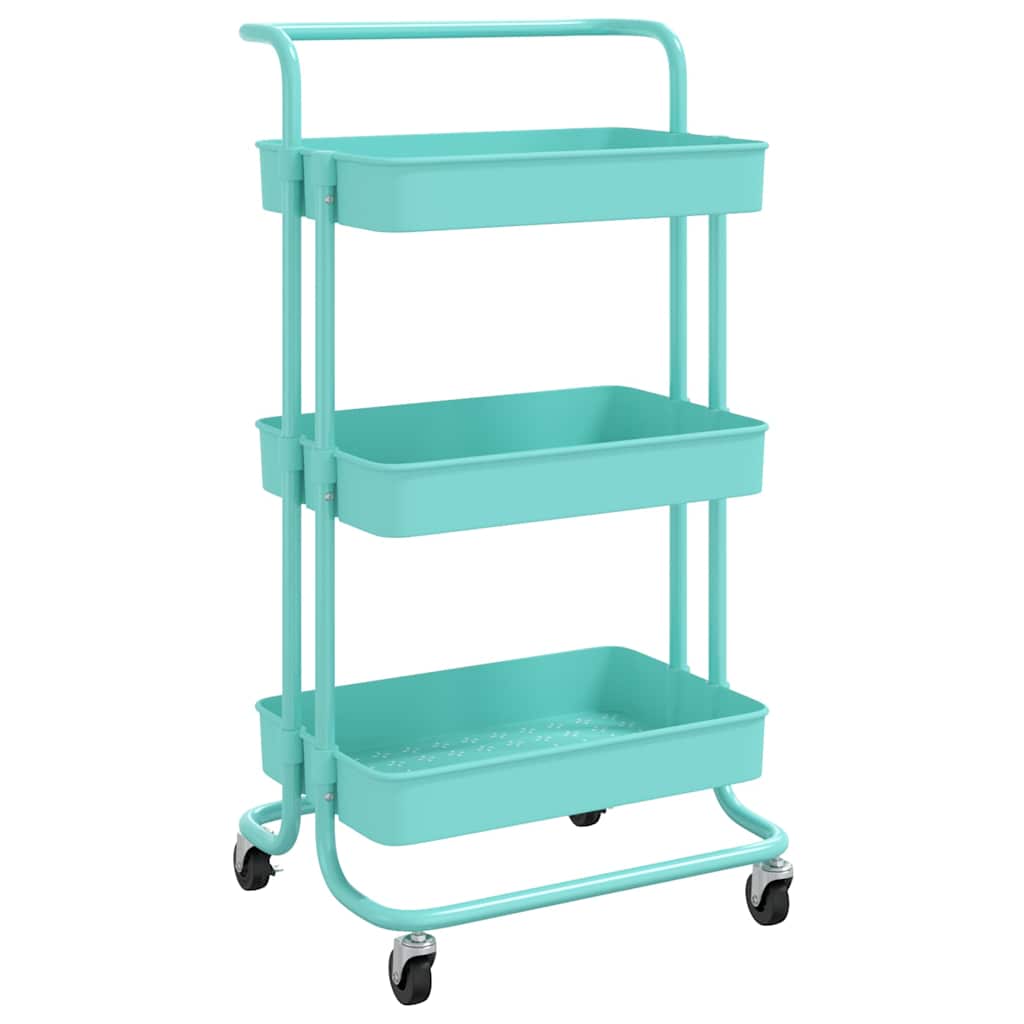 Vidaxl keukentrolley 3-laags 42x35x85 cm ijzer en abs turquoise
