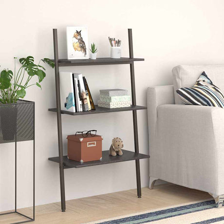 Vidaxl ladderrek met 3 schappen 64x34x116 cm zwart
