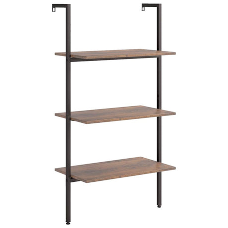Vidaxl ladderrek met 3 schappen 64x35x120,5 cm donkerbruin en zwart