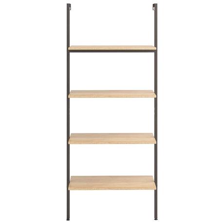 Vidaxl ladderrek met 4 schappen 64x35x152,5 cm lichtbruin en zwart