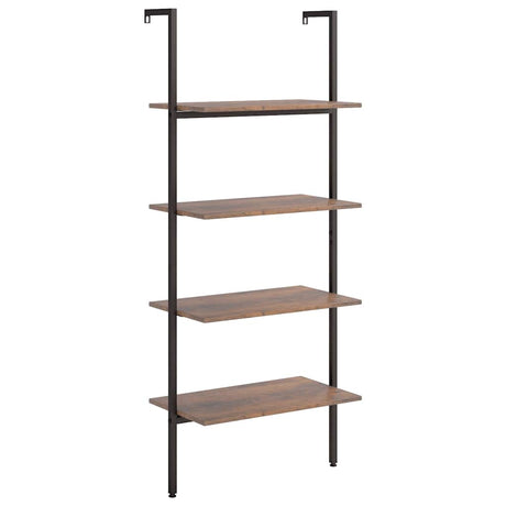 Vidaxl ladderrek met 4 schappen 64x35x152,5 cm donkerbruin en zwart
