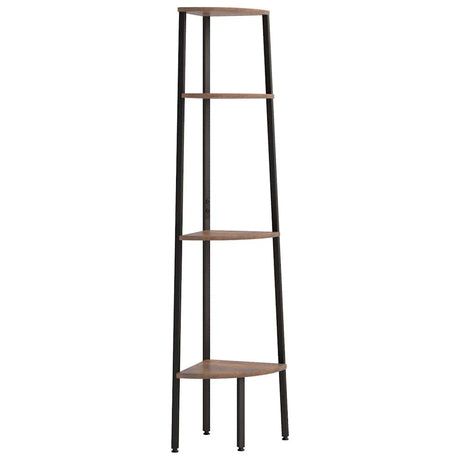 Vidaxl hoekkast met 4 lagen donkerbruin en zwart 45,5x31,5x150 cm
