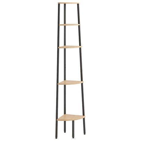 Vidaxl hoekkastje met 5 schappen 45,5x31,5x180 cm lichtbruin en zwart