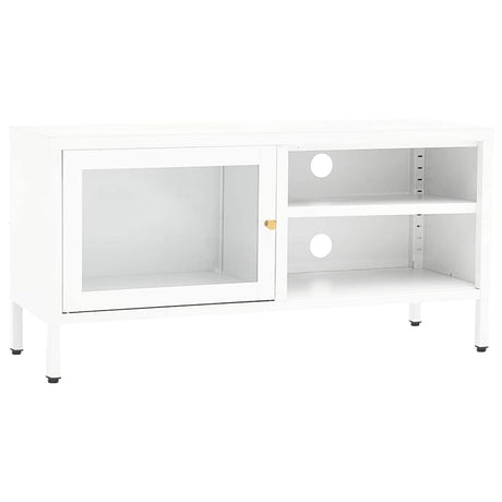 Vidaxl tv-meubel 90x30x44 cm staal en glas wit