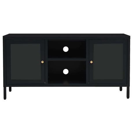 Vidaxl tv-meubel 105x35x52 cm staal en glas zwart