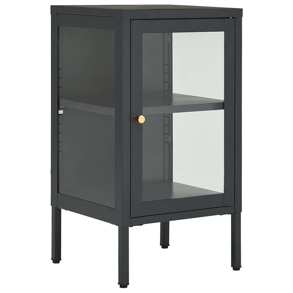 Vidaxl dressoir 38x35x70 cm staal en glas antracietkleurig