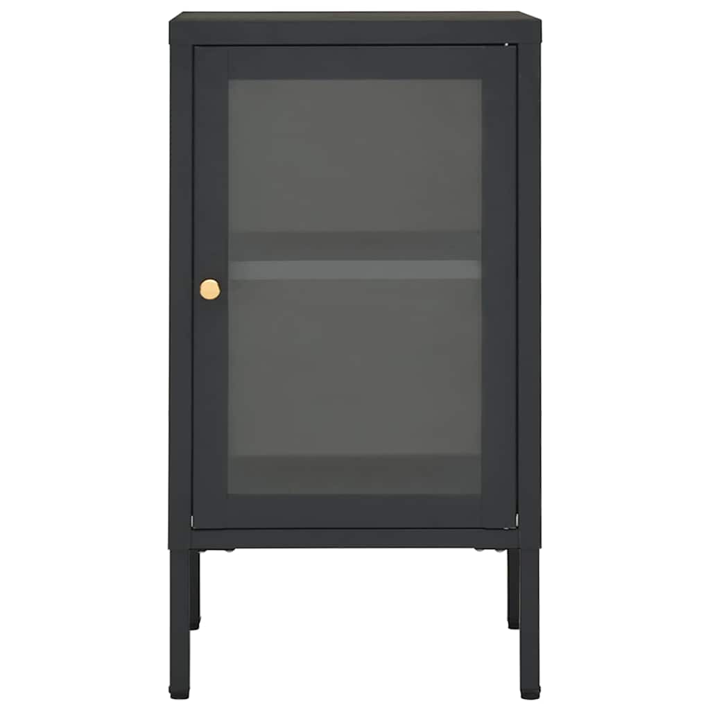 Vidaxl dressoir 38x35x70 cm staal en glas antracietkleurig
