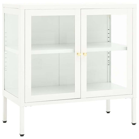 Vidaxl dressoir 70x35x70 cm staal en glas wit