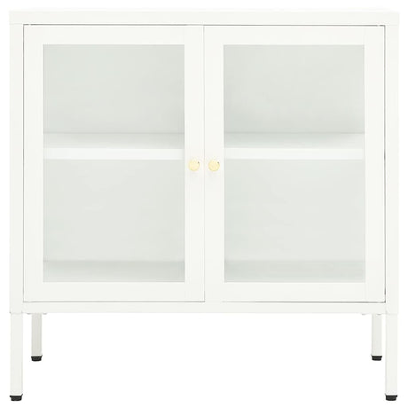 Vidaxl dressoir 70x35x70 cm staal en glas wit
