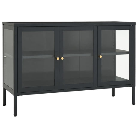 Vidaxl dressoir 105x35x70 cm staal en glas antracietkleurig