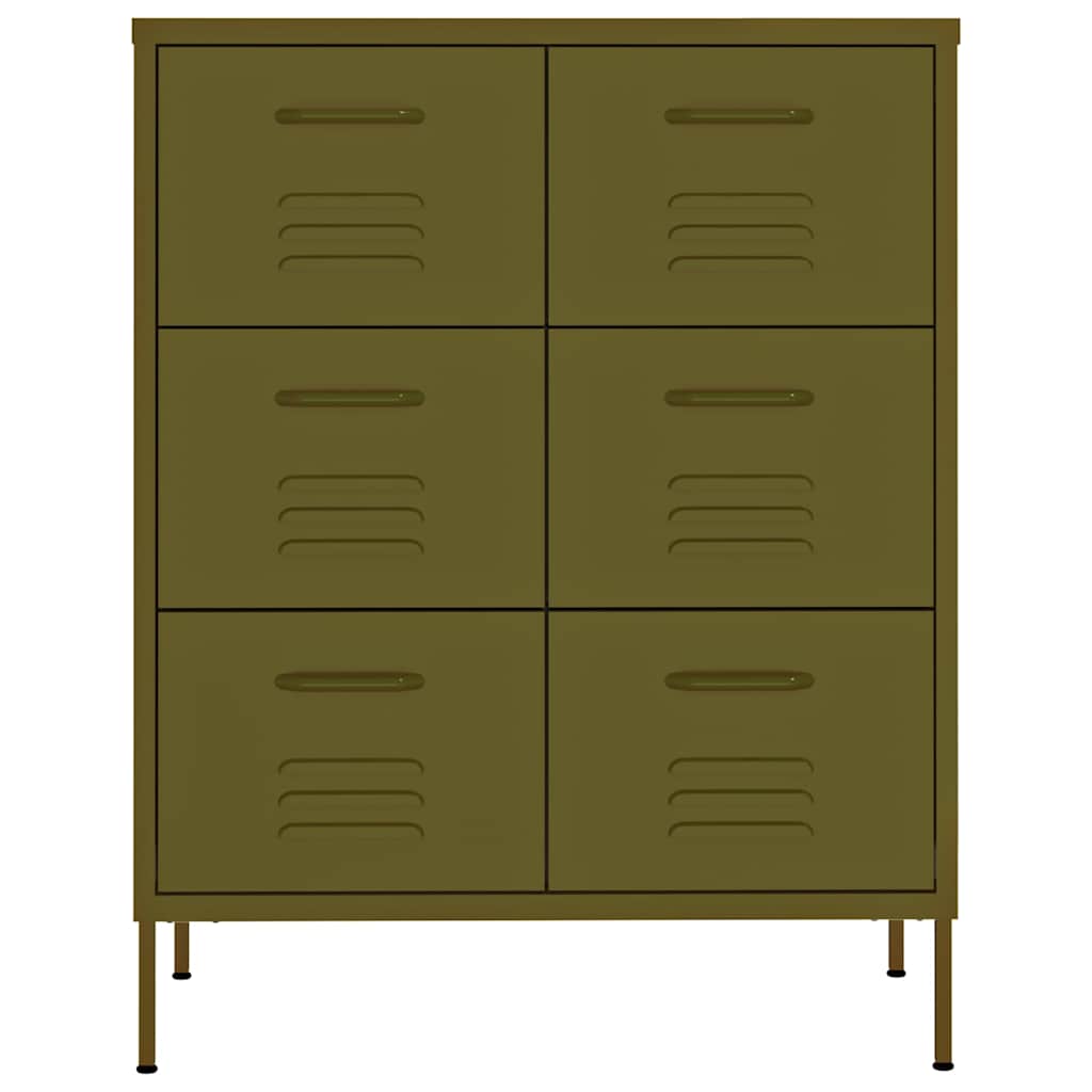 Vidaxl ladekast 80x35x101,5 cm staal olijfgroen