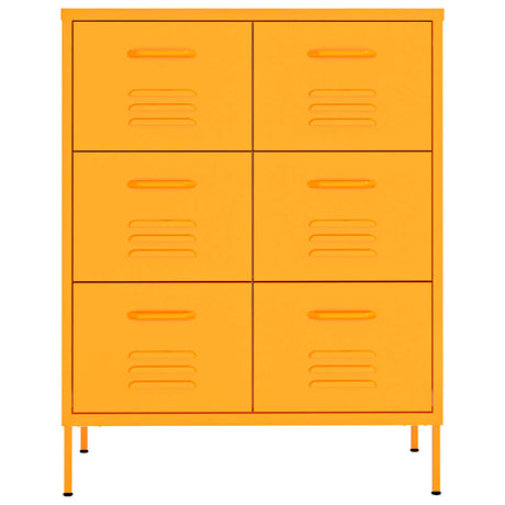 Vidaxl ladekast 80x35x101,5 cm staal mosterdgeel