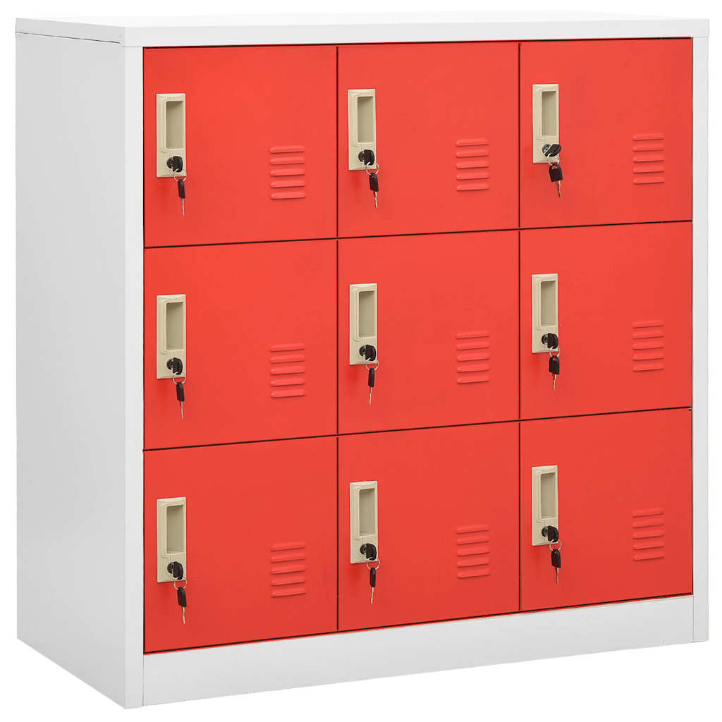 Vidaxl lockerkast 90x45x92,5 cm staal lichtgrijs en rood