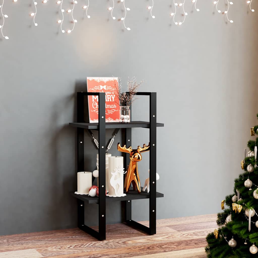Vidaxl boekenkast met 2 schappen 40x30x70 cm massief grenenhout zwart