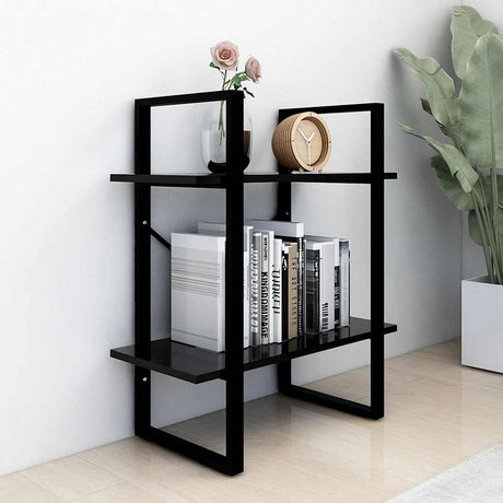 Vidaxl boekenkast met 2 schappen 60x30x70 cm bewerkt hout zwart