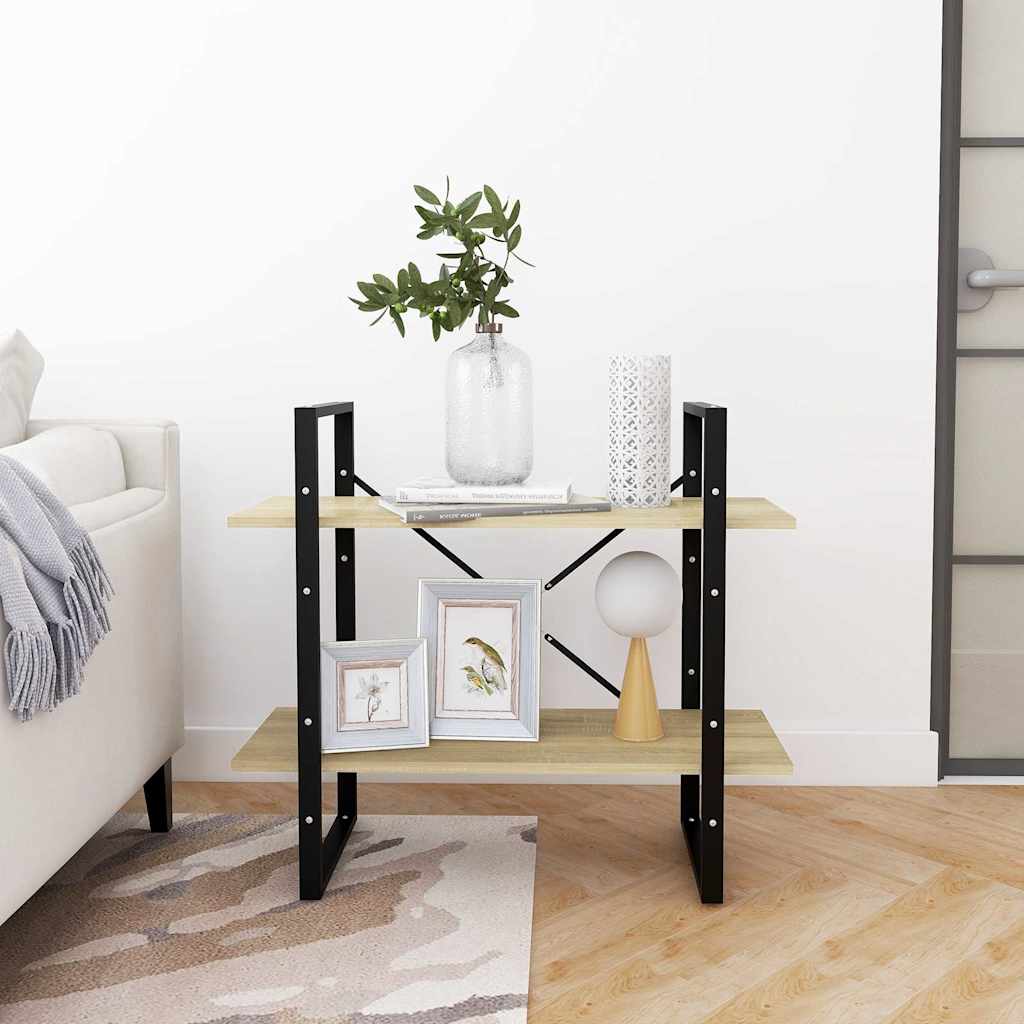 Vidaxl boekenkast met 2 schappen 80x30x70 cm bewerkt hout sonoma eiken