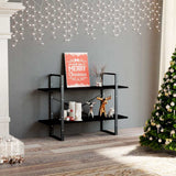 Vidaxl boekenkast met 2 schappen 100x30x70 cm massief grenenhout zwart
