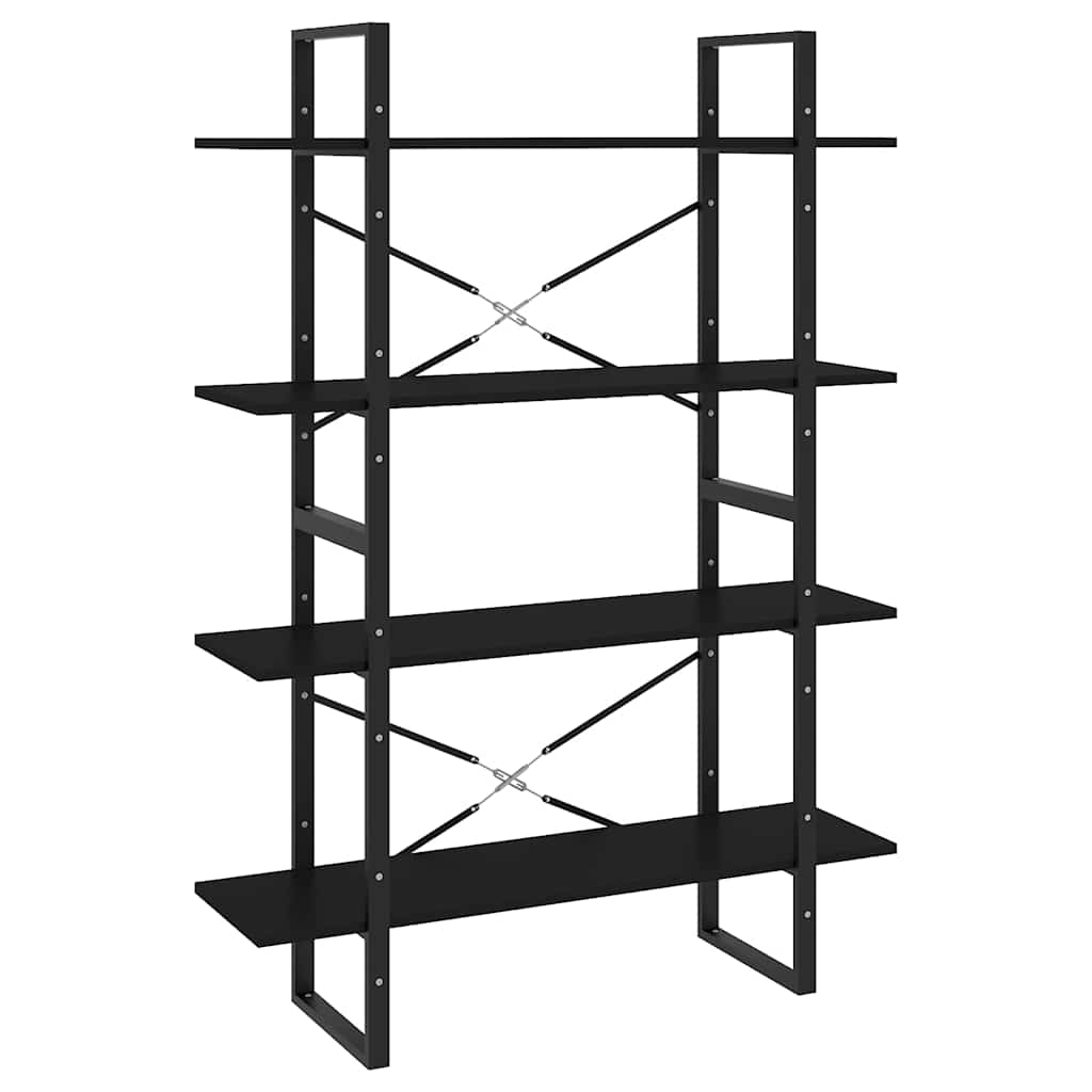 Vidaxl boekenkast met 4 schappen 100x30x140 cm spaanplaat zwart
