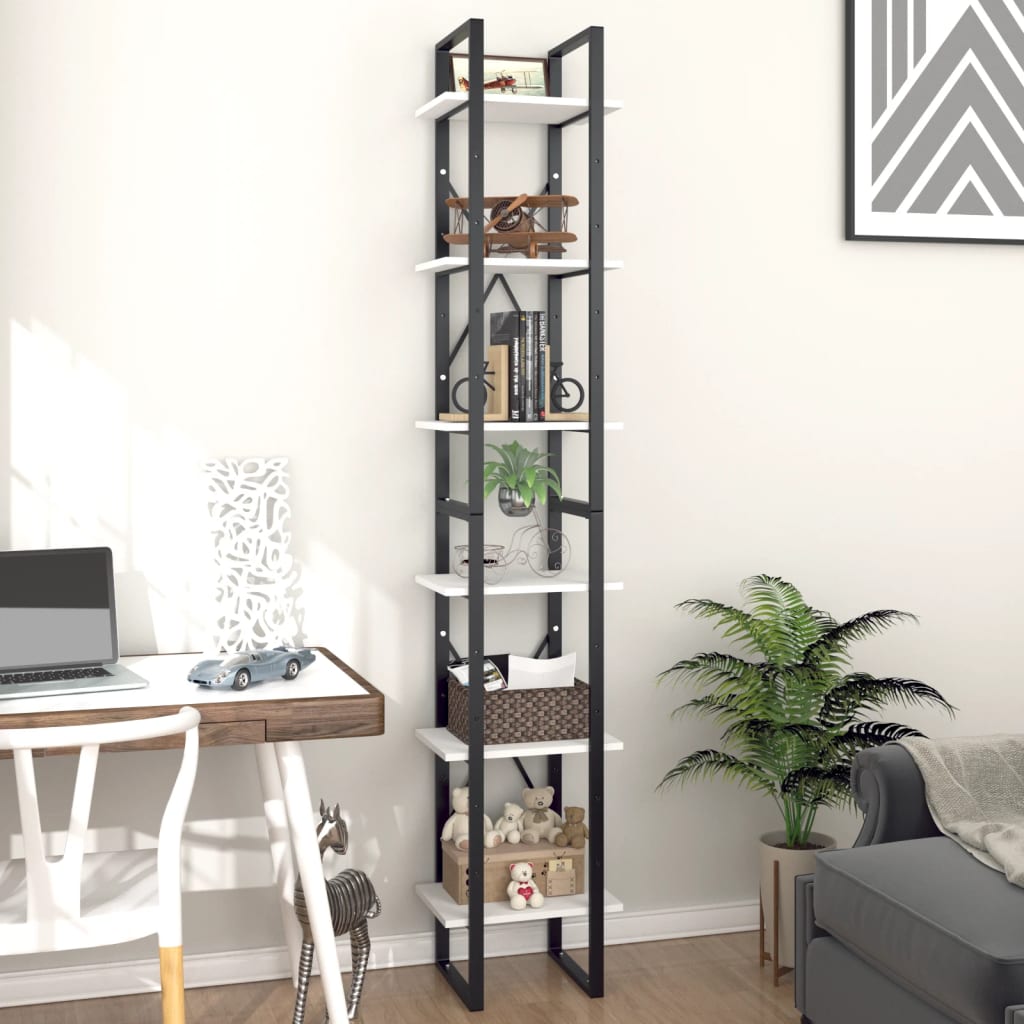 Vidaxl boekenkast met 6 schappen 40x30x210 cm bewerkt hout wit