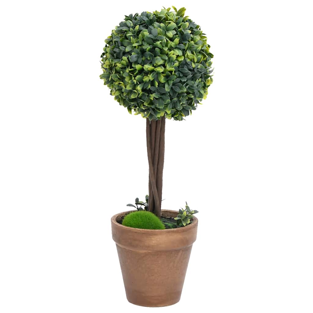 Vidaxl Kunstpflanzen mit Topf 2 Stück Buchsbaumkugelformation 33 cm grün