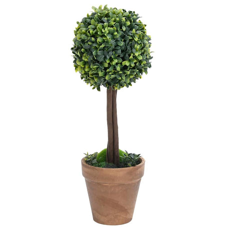 Vidaxl Kunstpflanzen mit Topf 2 Stück Buchsbaumkugelformation 33 cm grün