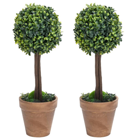 VIDAXL -Künstliche Pflanzen mit Topf 2 St. Boxholz Kugelformation 41 cm Grün