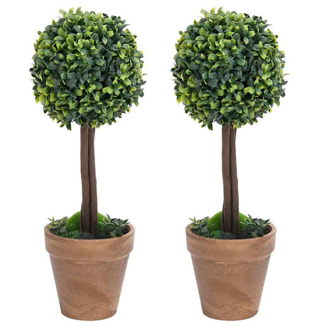 VIDAXL Künstliche Pflanzen mit Topf 2 St. Boxholz Kugelformation 56 cm Grün