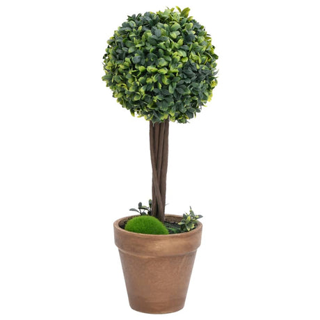 VIDAXL Künstliche Pflanzen mit Topf 2 St. Boxholz Kugelformation 56 cm Grün