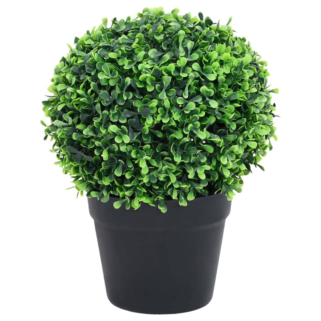 VIDAXL Künstliche Pflanzen mit Topf 2 St. Boxholz Kugelformation 32 cm Grün
