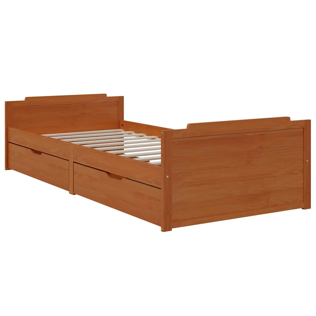 Vidaxl bedframe met lades massief grenenhout honingbruin 90x200 cm