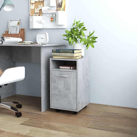Vidaxl bijzetkast met wielen 33x38x60 cm bewerkt hout betongrijs