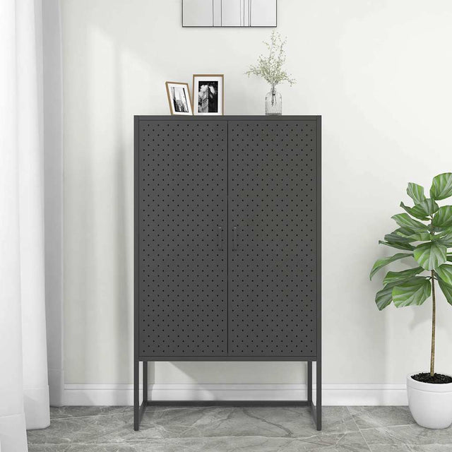 Vidaxl hoge kast 80x35x135 cm staal antracietkleurig