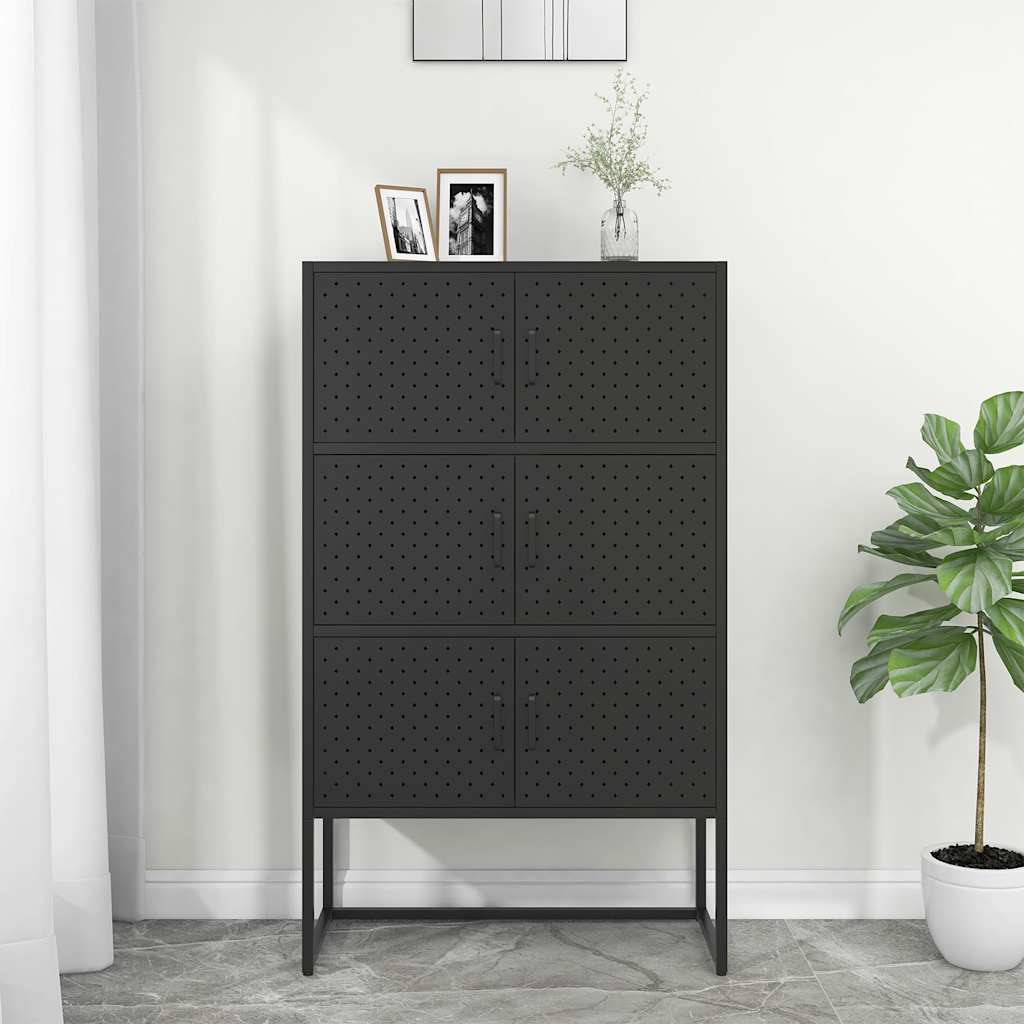 Vidaxl hoge kast 80x35x135 cm staal zwart