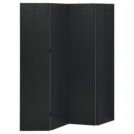Vidaxl kamerscherm met 4 panelen 160x180 cm staal zwart