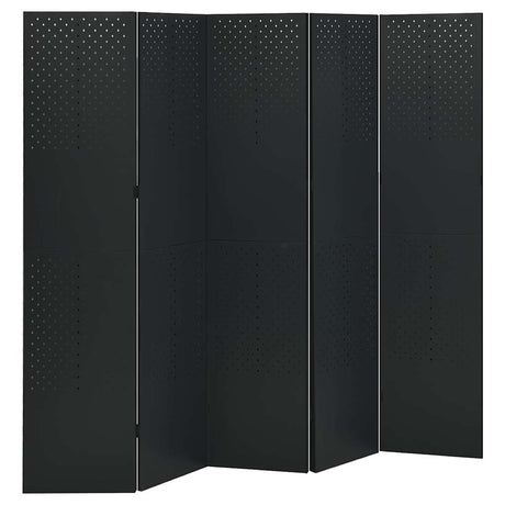 Vidaxl kamerscherm met 5 panelen 200x180 cm staal zwart
