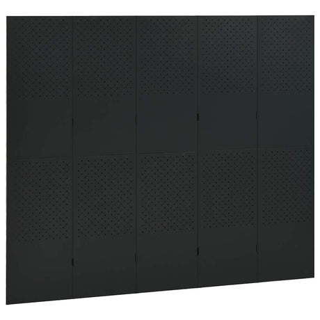 Vidaxl kamerscherm met 5 panelen 200x180 cm staal zwart