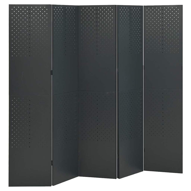 Vidaxl kamerscherm met 5 panelen 200x180 cm staal antracietkleurig