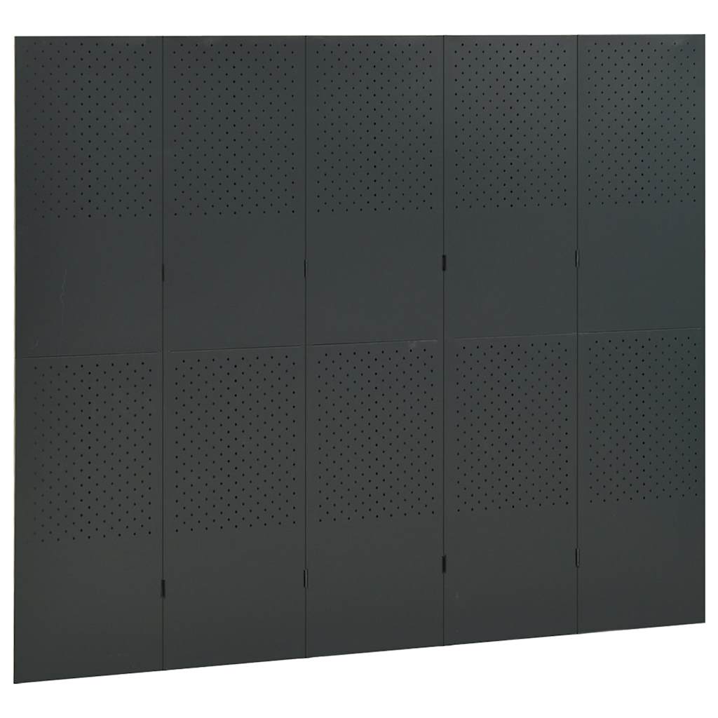 Vidaxl kamerscherm met 5 panelen 200x180 cm staal antracietkleurig
