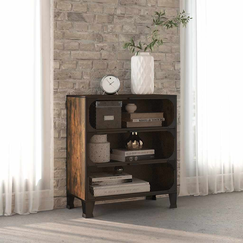 Vidaxl opbergkast 72x36x82 cm metaal en mdf rustiek bruin