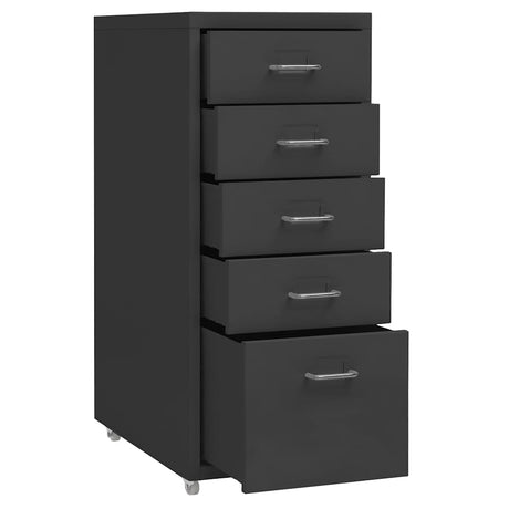 Vidaxl ladeblok verrijdbaar 28x41x69 cm metaal antracietkleurig